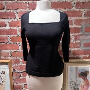 Milly Black Top with Square Neckline